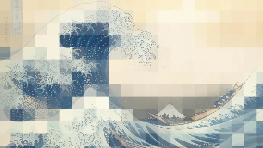 Afloat in the Great Wave off Kanagawa Pixels Theme