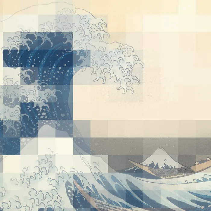 Afloat in the Great Wave off Kanagawa Pixels Theme