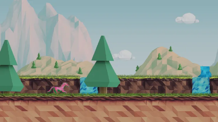 Polygon Pony Platformer - Pink - Dynamic Theme
