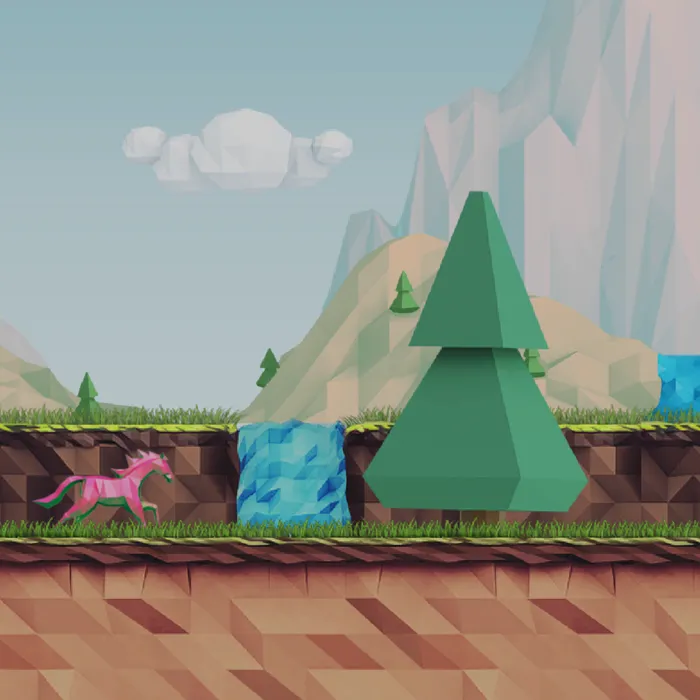 Polygon Pony Platformer - Pink - Dynamic Theme